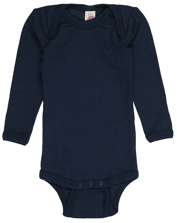 Woll-Langarmbody BASIC BABY in marine