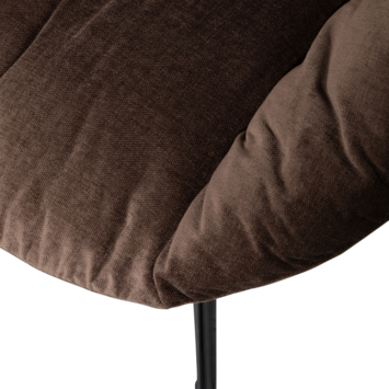 WOOOD fauteuil Yaro espresso chenille stof draaibaar met hocker