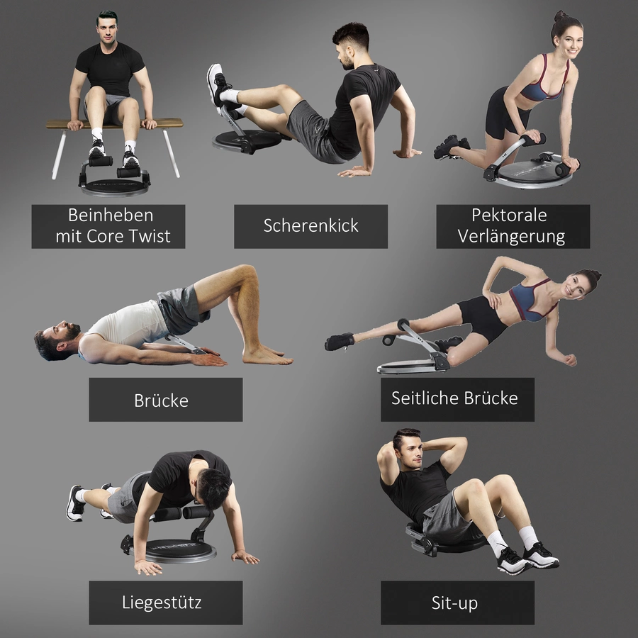 HOMCOM Bauchmuskel-Trainer mit Sitzissen schwarz