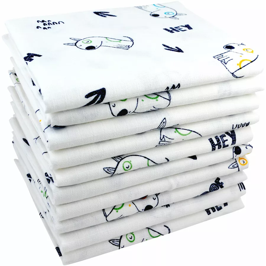 M.M.C. Mullwindel 10 PACK Tier Motive 80x70 cm Mulltücher 10 Hunde