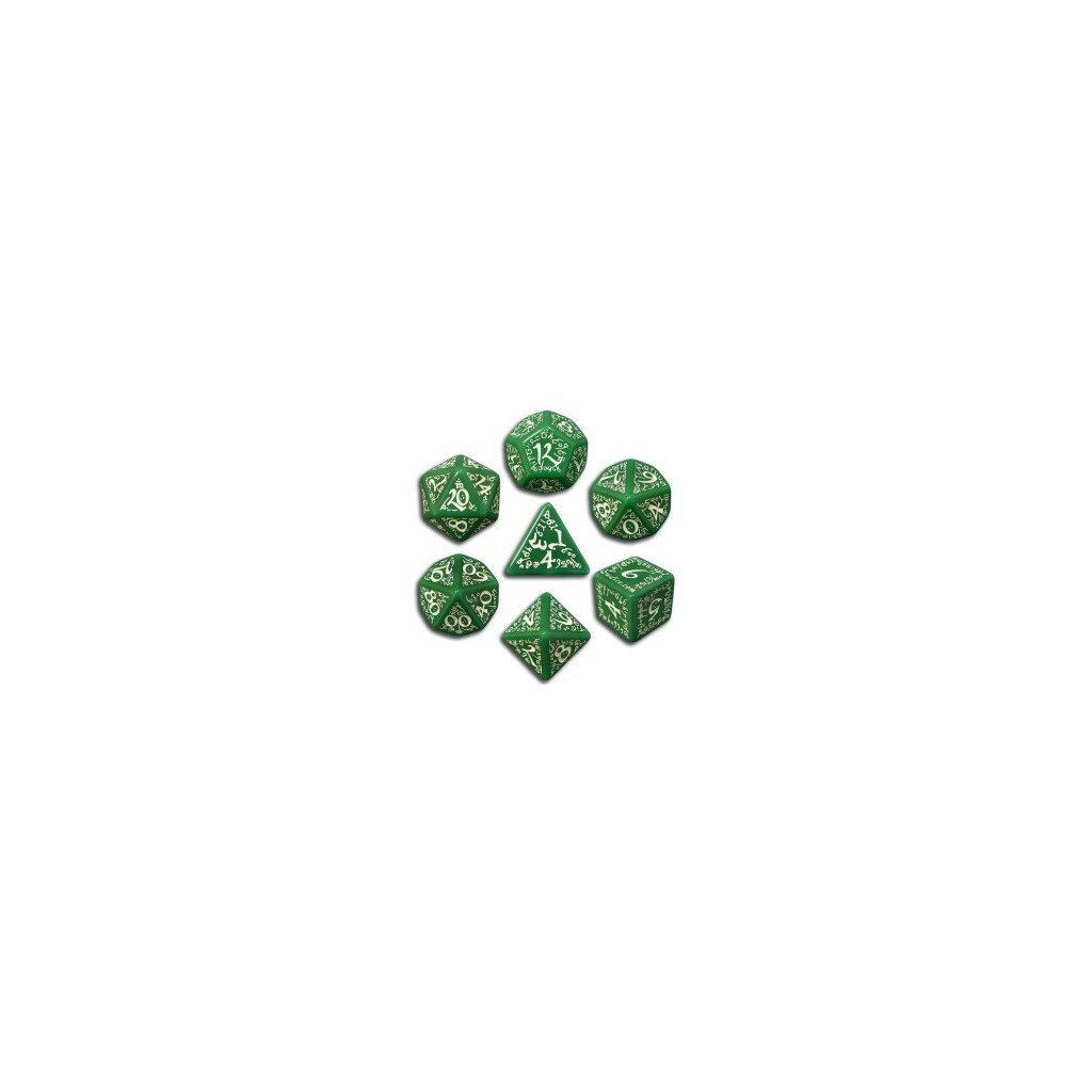 Set de Dés Elfiques Verts et Blancs