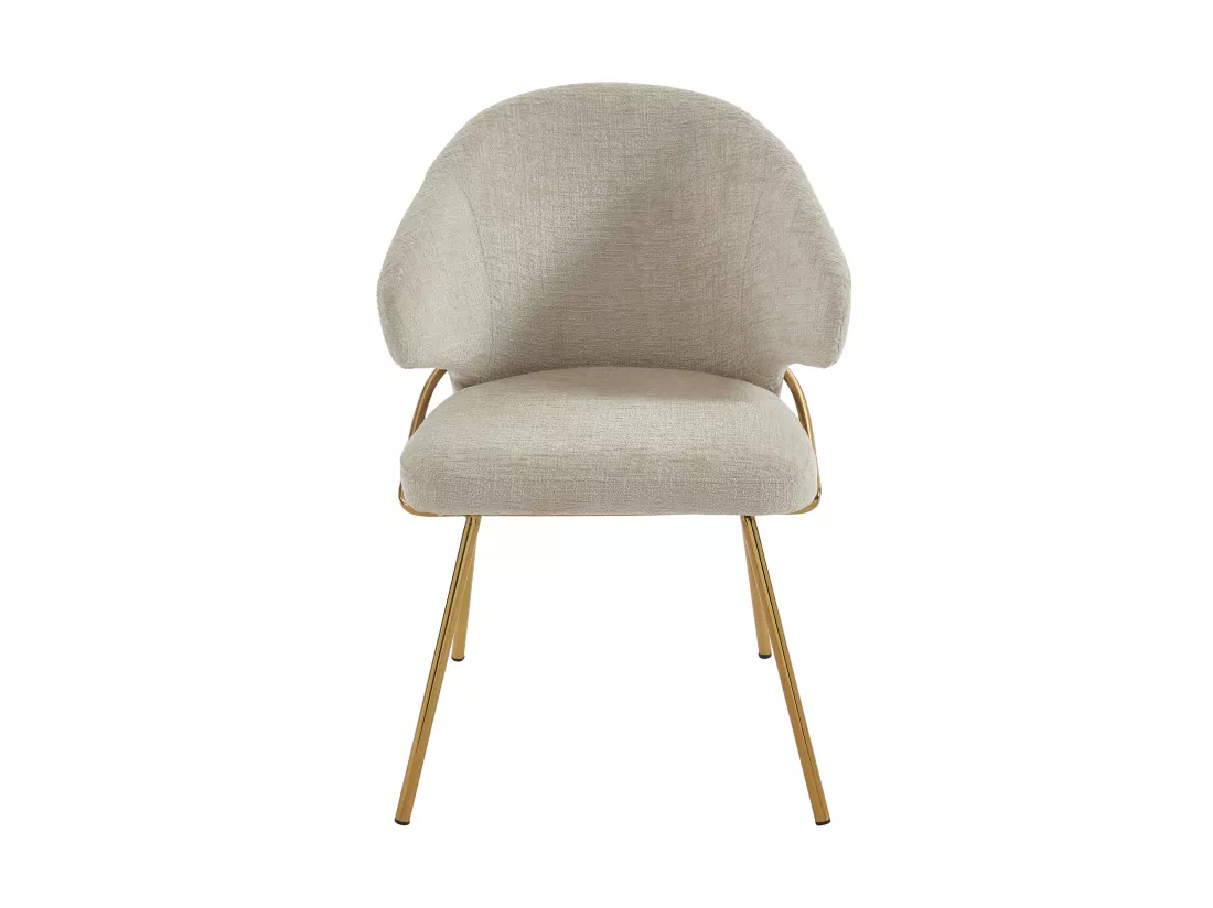 Lot de 6 chaises en tissu et métal doré - Beige - LUXIVA de Pascal Morabito