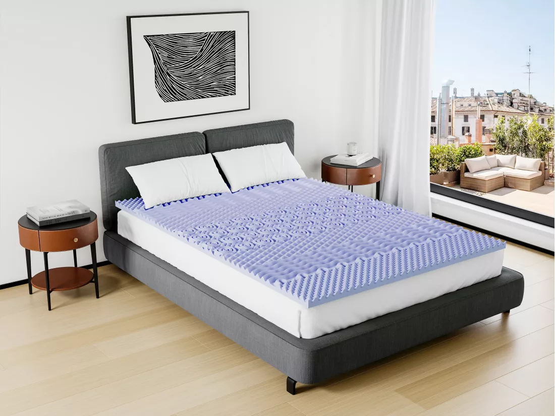 Surmatelas 160 x 200 cm mémoire de forme 7 zones aux extraits de lavande ép.5cm - ANESI de NATUREA