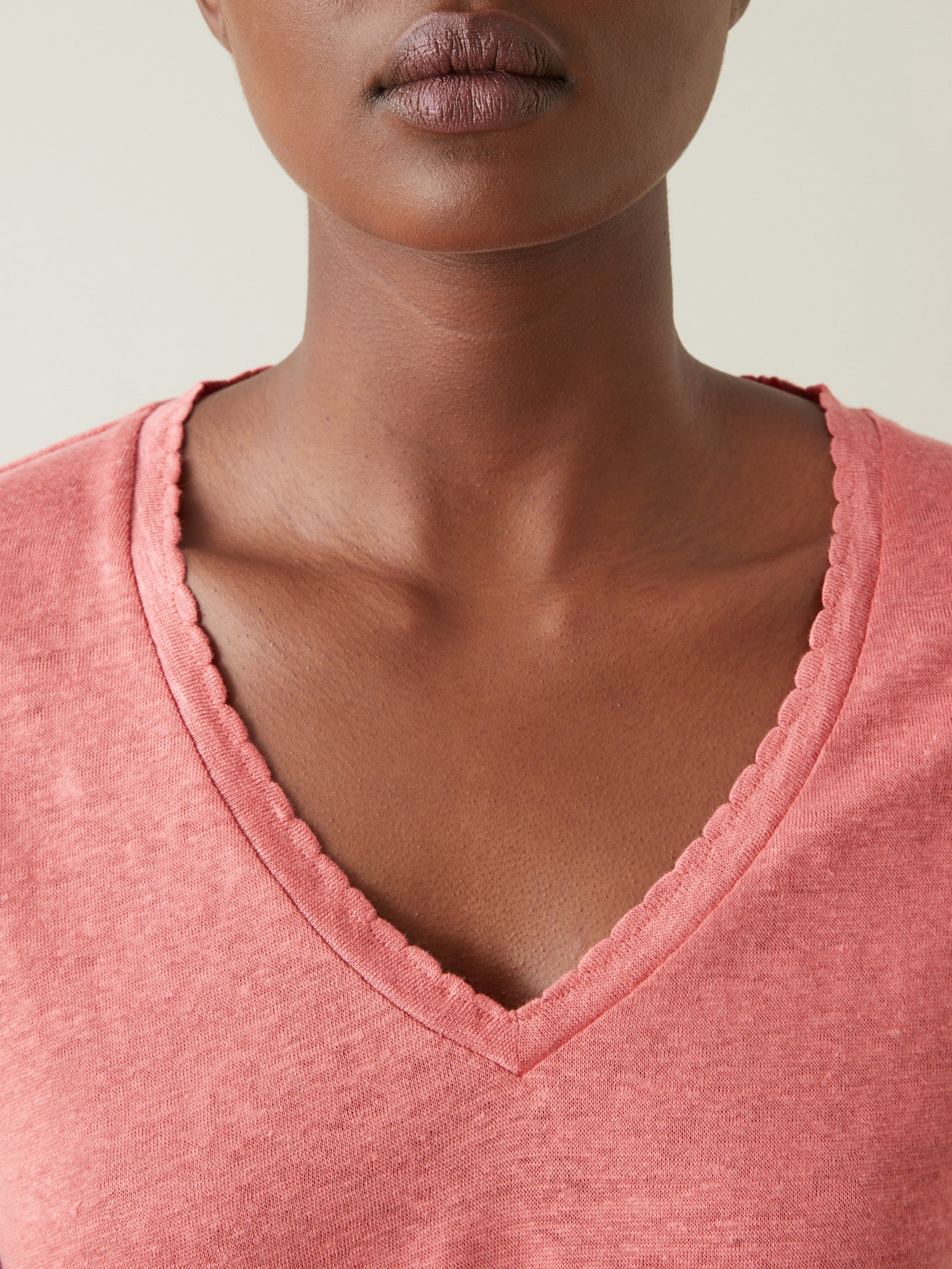 T-shirt lin col V femme