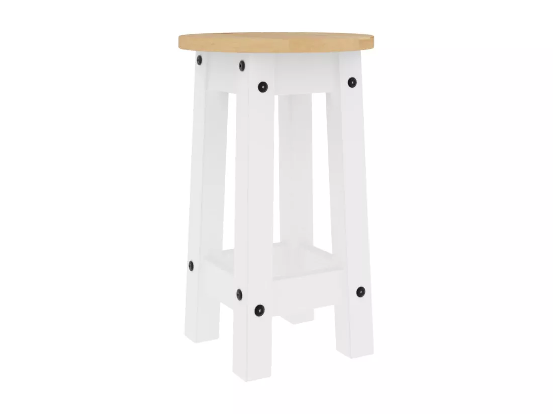Tabourets de bar lot de 2 blanc bois massif de pin