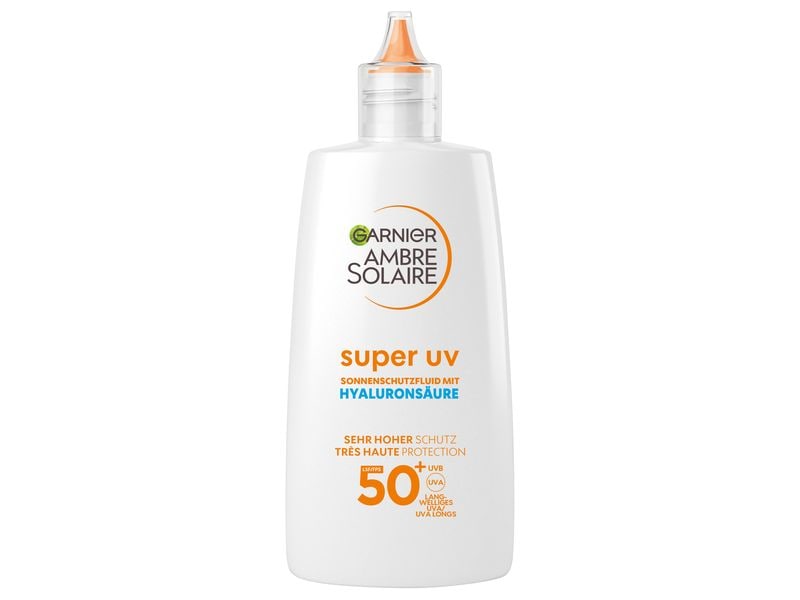 Garnier Ambre Solaire Sonnencreme Sensitive expert  LSF 50 Wasserfestes Sonnenfluid speziell für Gesicht und Dekolleté