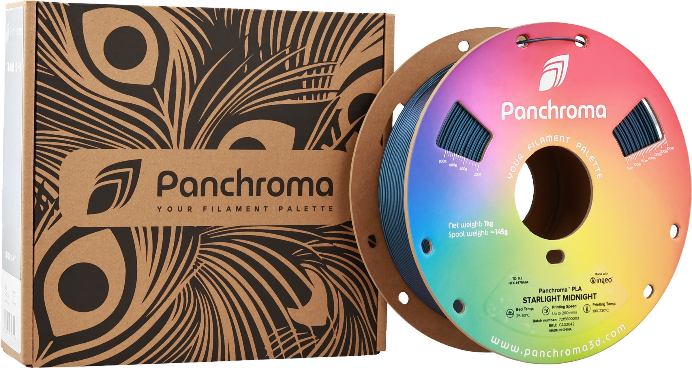 Polymaker  Panchroma™ PLA Starlight Midnight, 1,75 mm / 1000 g    Das Funkeln der Mitternachtssterne