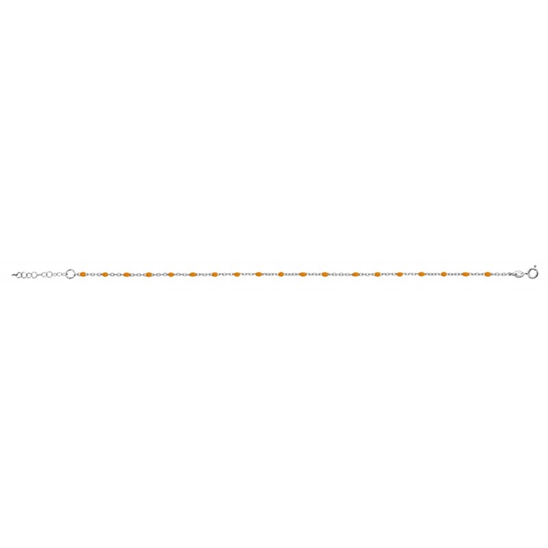 Chaine de cheville argent - Olives orange fluo