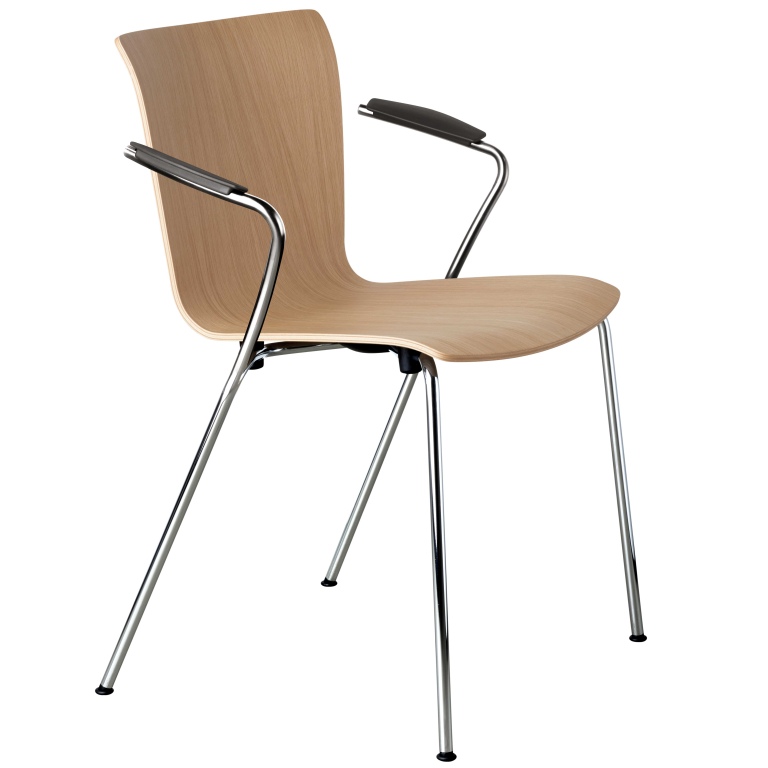Fritz Hansen Vico Duo stoel met armleuning eiken, chroom onderstel
