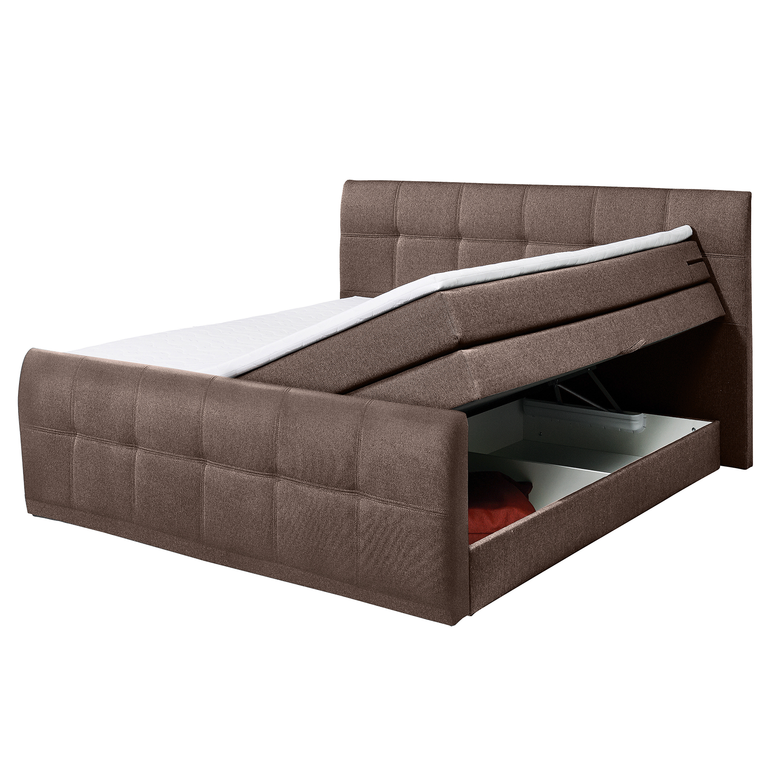 Boxspringbett - braun - Taschenfederkern - H2 - 180x200 cm