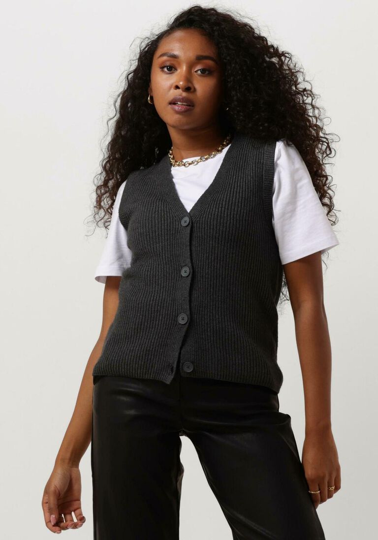 OBJECT antraciet object gilet objmalena s/l knit vest div