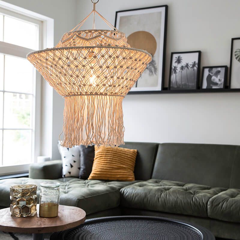 Landelijke hanglamp macramé 90 cm - Macra
