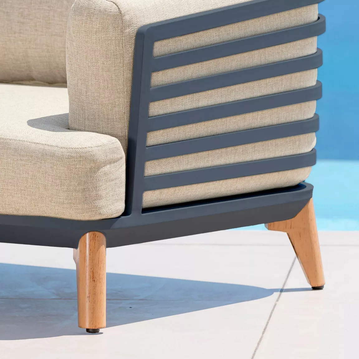 Salon de jardin aluminium 12 places 8 pcs Monte Carlo Gris anthracite et beige