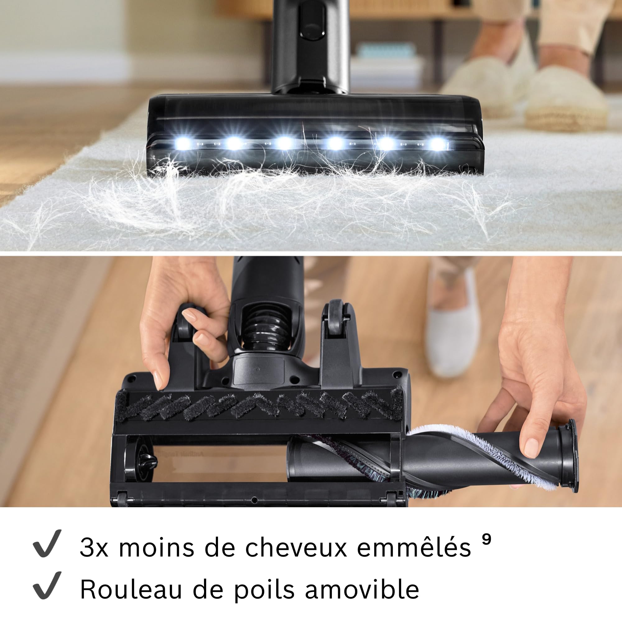 Bosch, aspirateur Balai sans Fil, Unlimited 10, Batterie 4.0 Ah, Technologie MicroClean, bac à poussière Facile à Vider, Tube Flexible, éclairage LED,