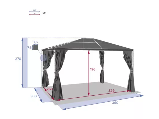 Tonnelle de jardin en aluminium Belize - 3 x 3,6 m - Hespéride