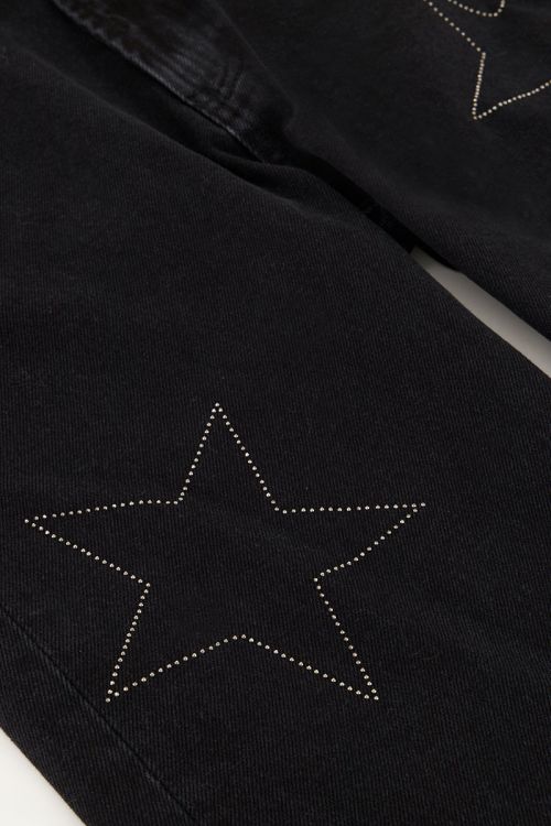Zwarte wide leg jeans met sterren