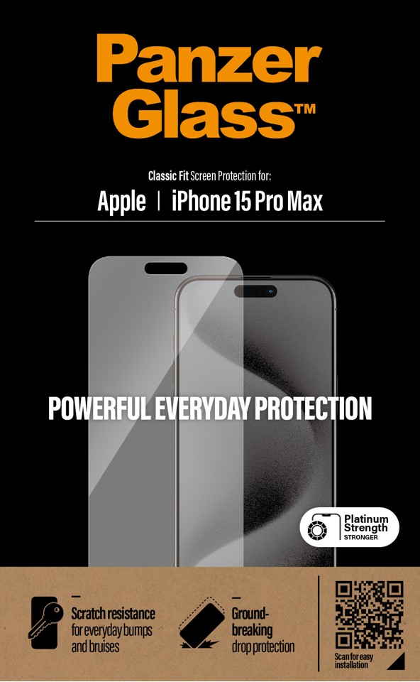 PanzerGlass™ - Skærmbeskyttelse iPhone 15 Pro Max - Classic Fit
