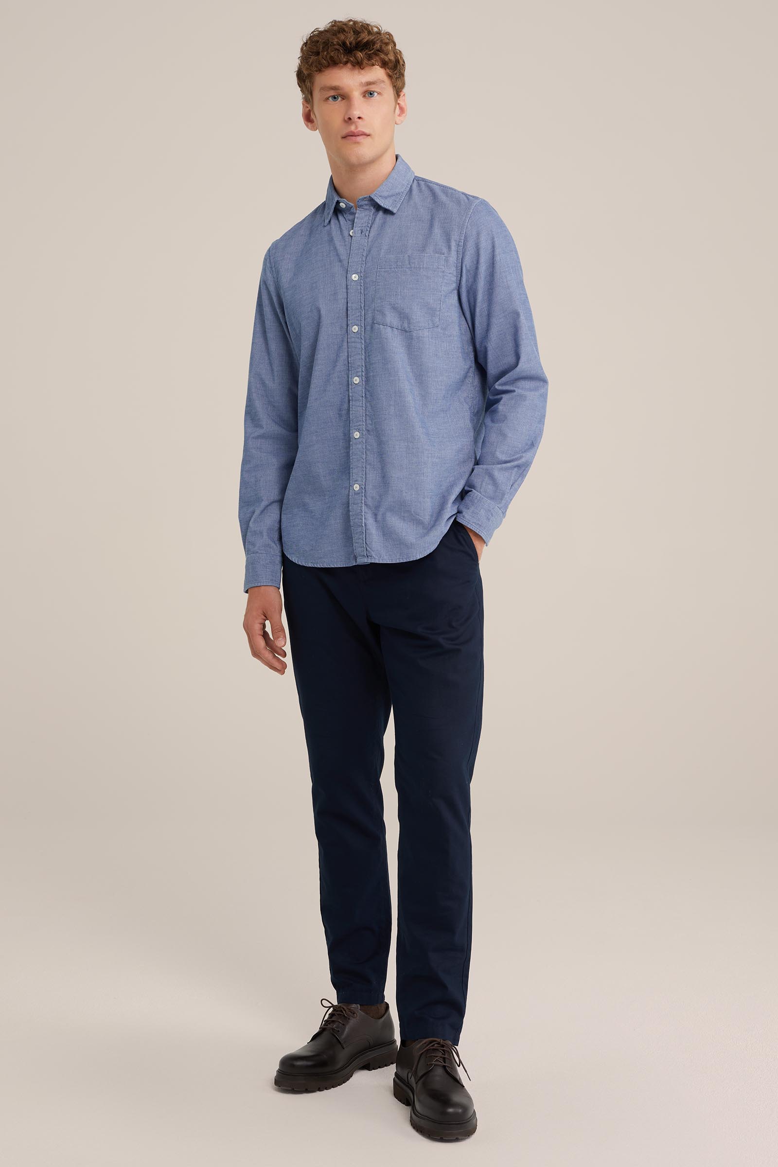 corduroy overhemd WE Fashion Lichtblauw