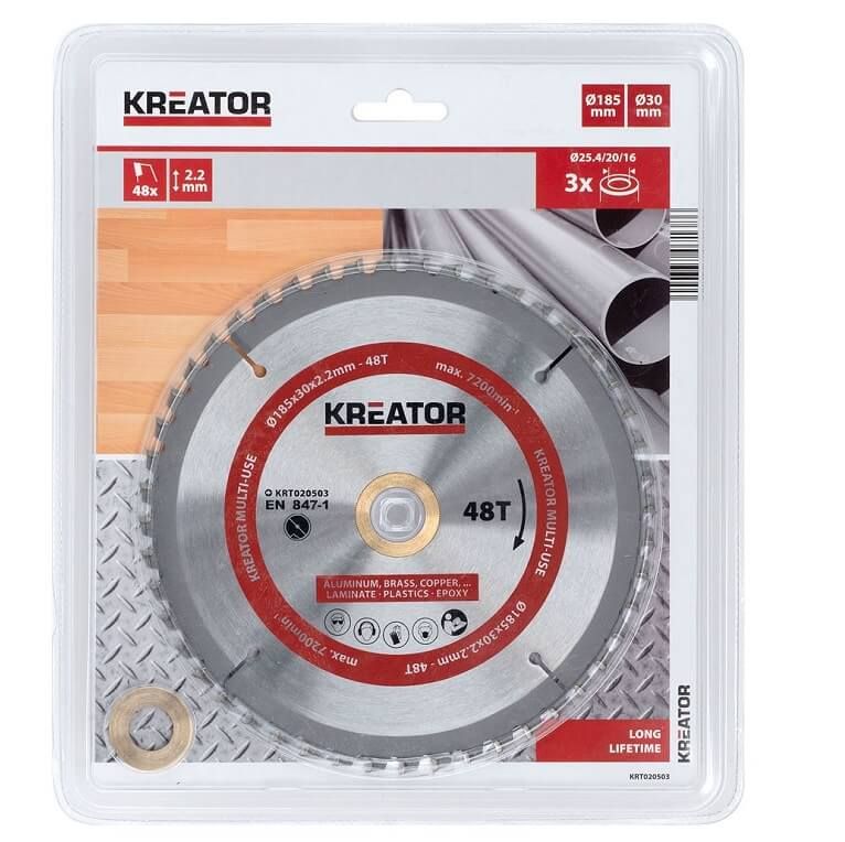 Kreator KRT020503 Cirkelzaagblad 185mm 48T - aluminium / plastics