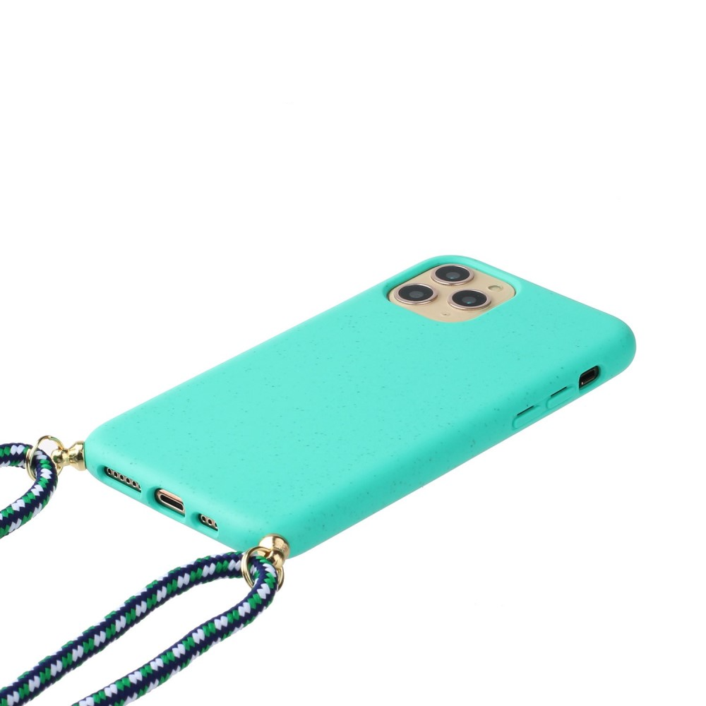 iPhone 15 Pro Necklace Bio Gummi Case Hülle Eco Friendly Nachhaltig Kompostierbar   Handykette (150cm) - Türkis