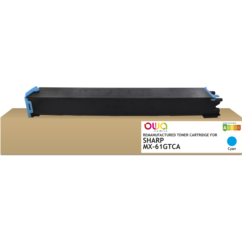 Toner remanufacturé OWA - standard - Cyan - pour SHARP MX-61GTCA, SHARP MX-61GTCA