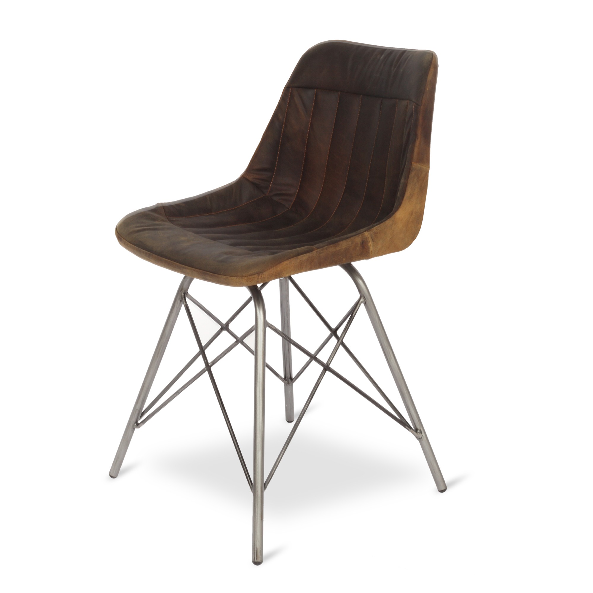 Lederstuhl 'Assange-Buffalo', braun, grau, B 46 cm, L 48 cm, H 78 cm von fischer's lagerhaus