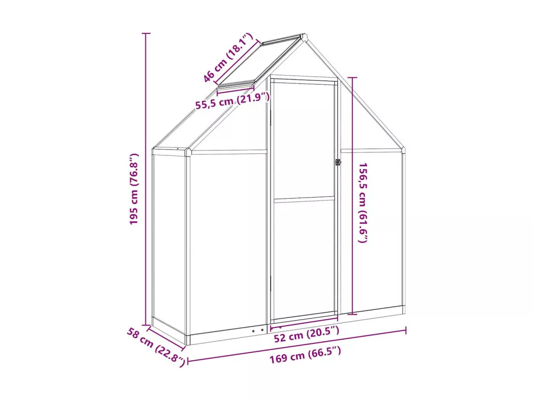 Serre tente abri plante aluminium 169 x 58 x 195 cm 02_0044493