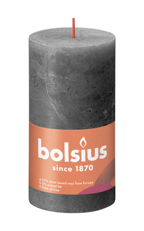 Bolsius Stompkaars Rustiek Grijs 130x68 Mm 1 Stuk