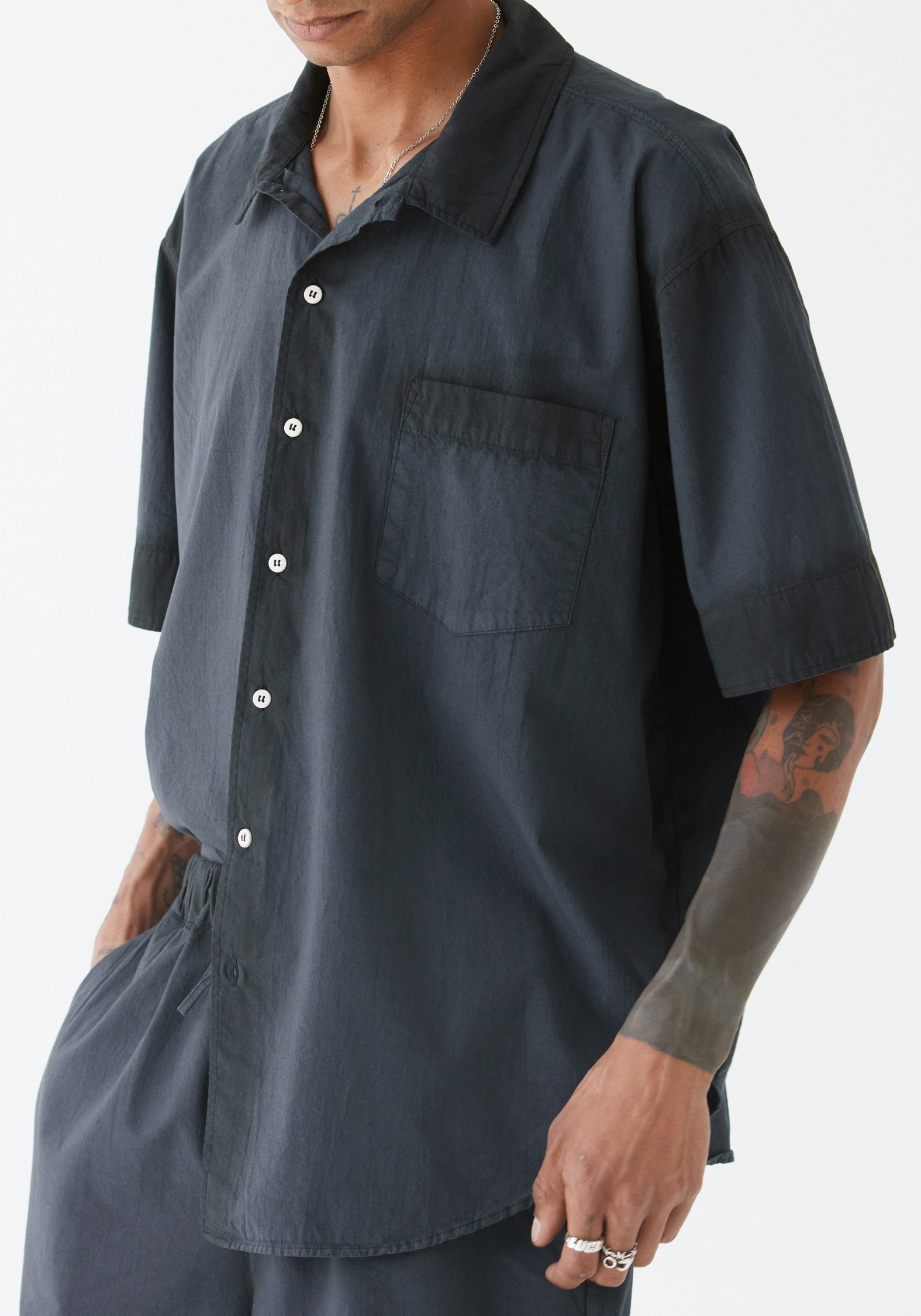 Lavie Kurzarmhemd John Washed Black