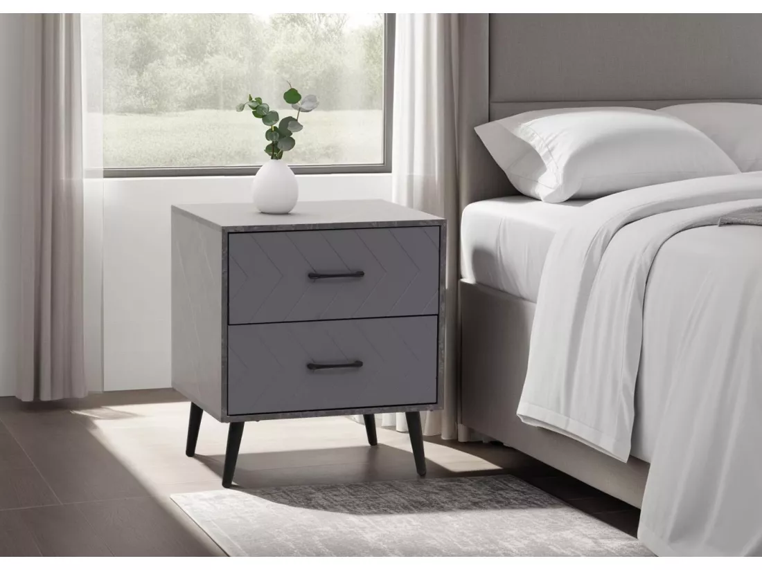 Table de chevet MCW-N89, aspect marbre gris