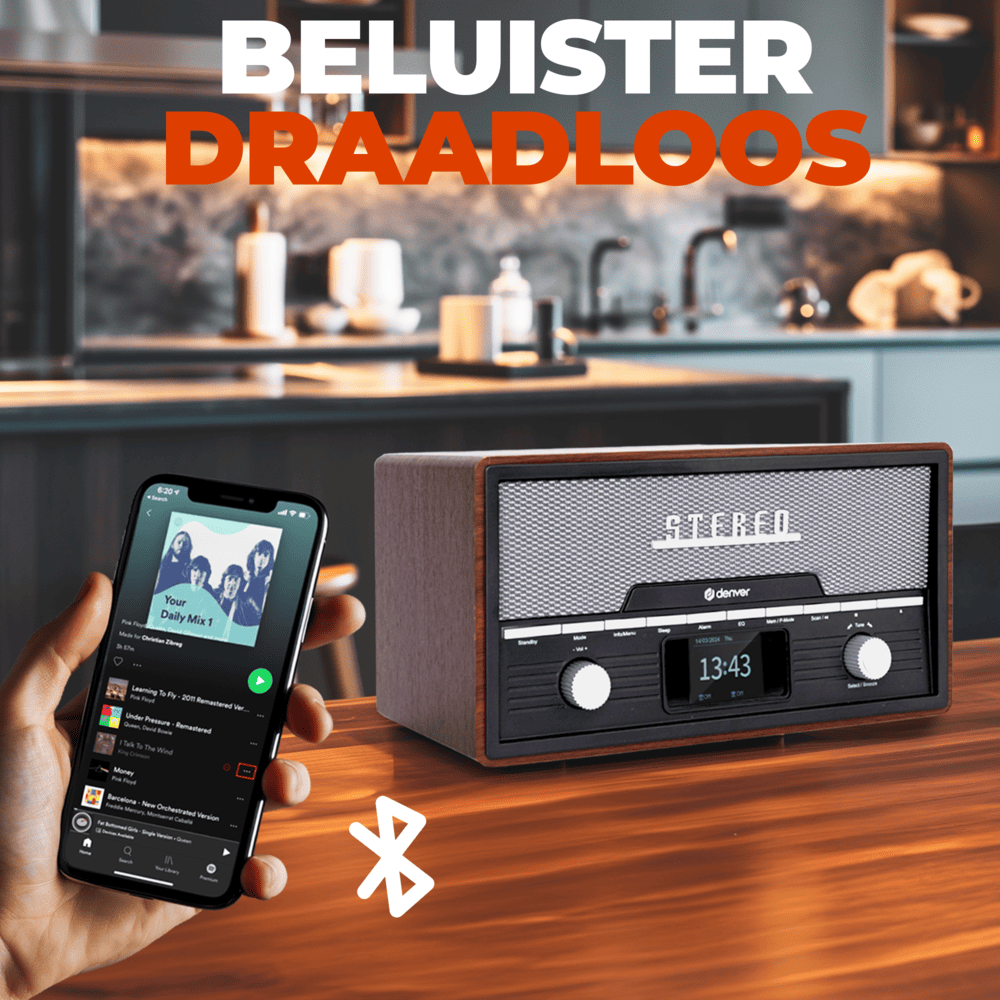 Denver MDA525DW DAB Radio - Darkwood