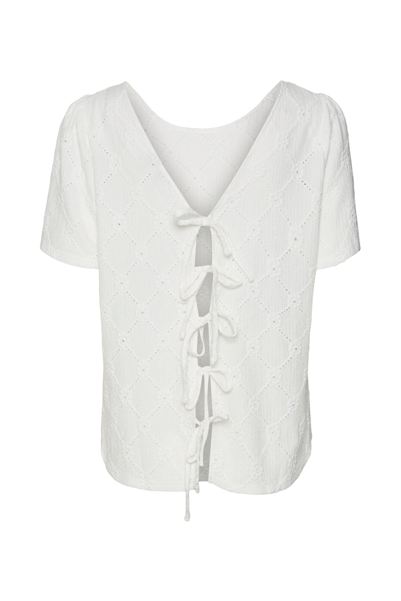 Blusa fluida de manga curta e decote redondo - Branca