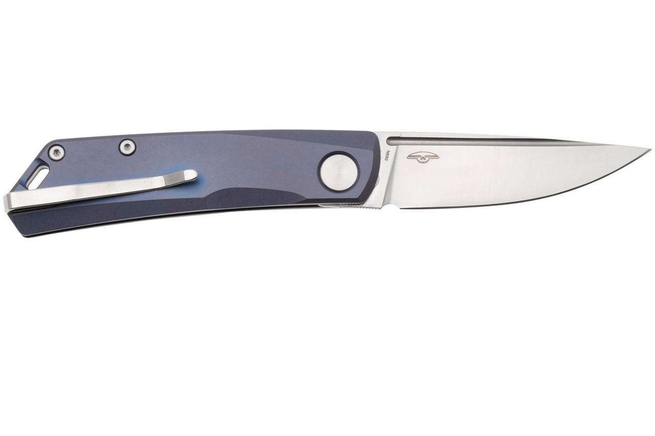 Real Steel Luna TS 7001TS03 Satin N690, Slate Blue Monochrome Titanium, zakmes, Jakub Wieczorkiewicz design