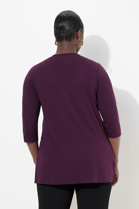 Shirt, tiefer Rundhalsausschnitt, 3/4 Arm