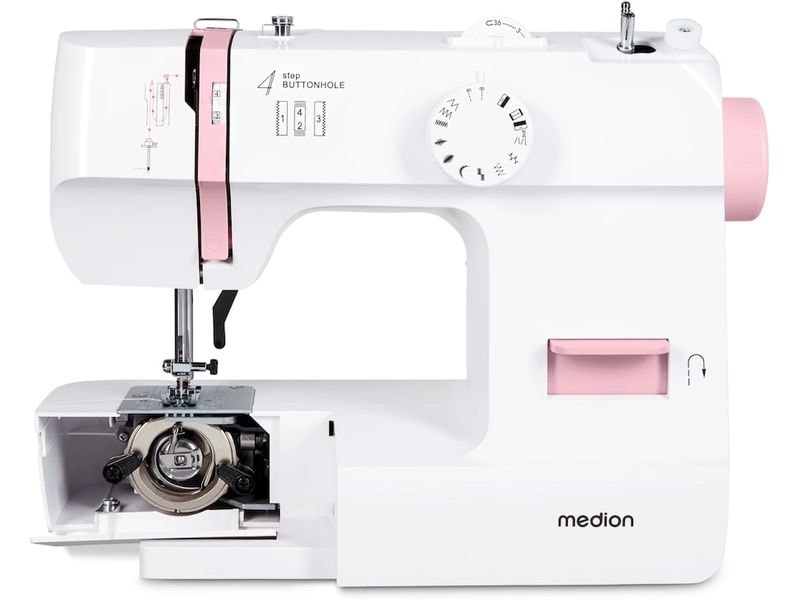Medion Nähmaschine Life SM70 Weiss/Rosa Nähmaschine mit einer Motorleistung von 70 Watt