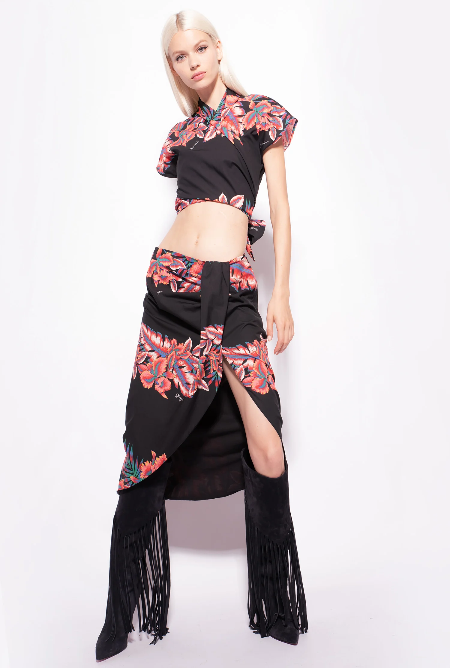Chemise courte à imprimé tropical | Multicolore