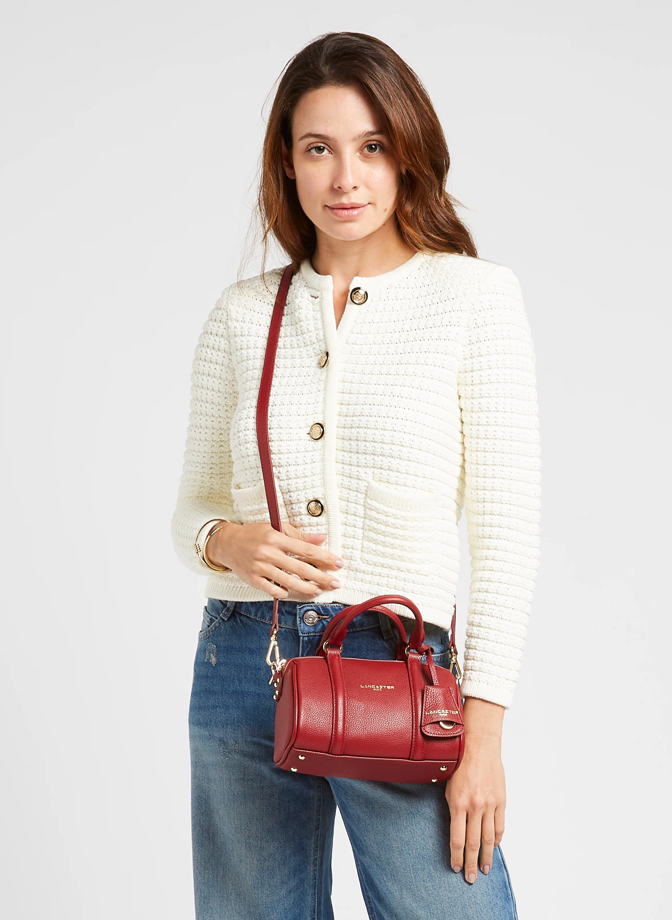 MILANO ANA - Petit sac polochon en cuir grainé| Rouge