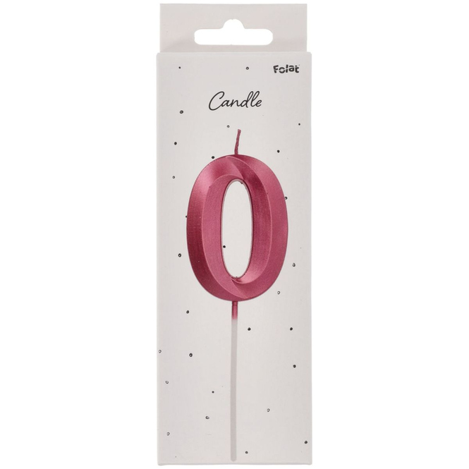 Zahlenkerze - 0 - Glamour Vibes - pink metallic - ca. 7 cm