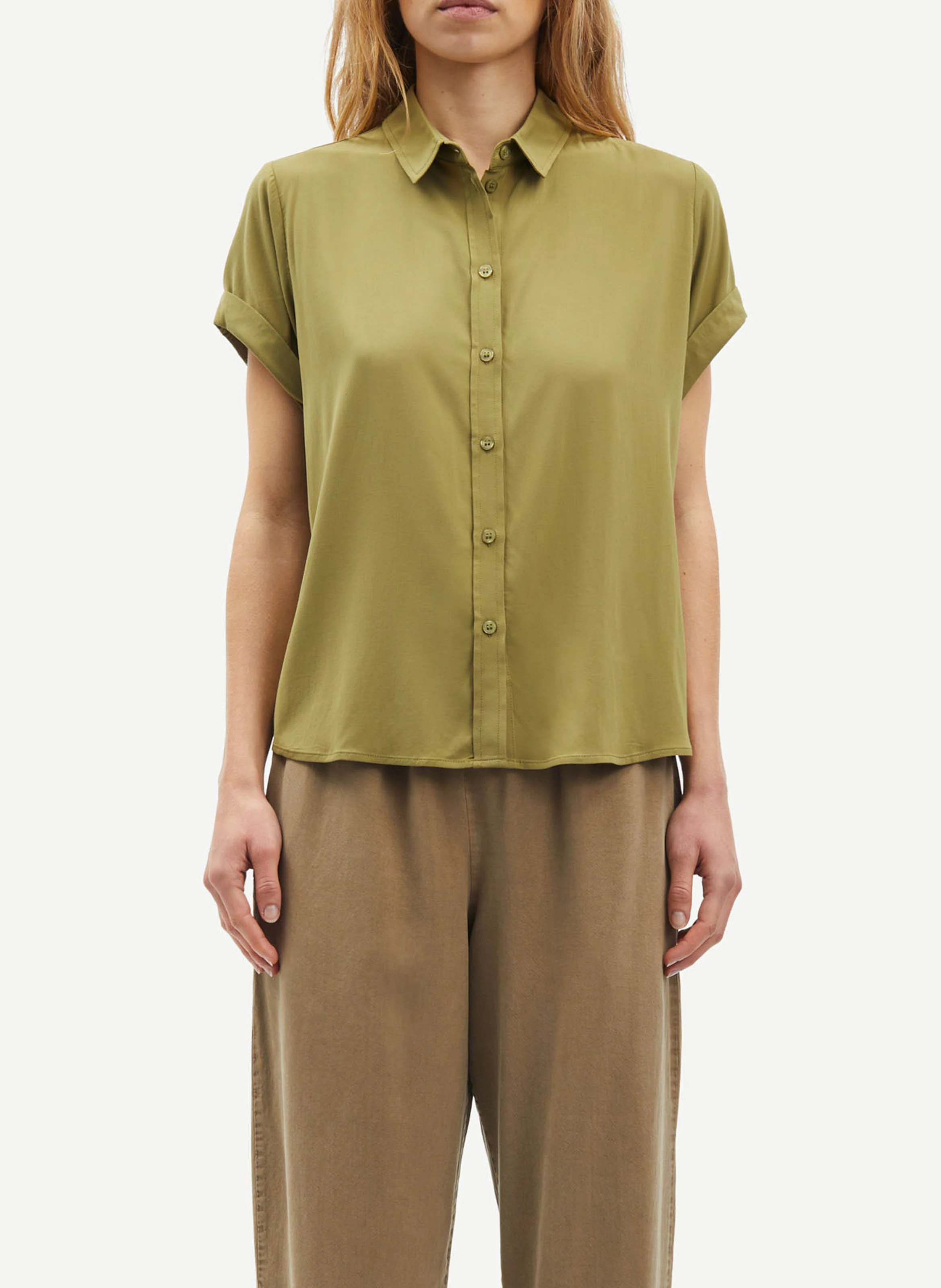 MAJAN - Chemise ample à col classique | Vert