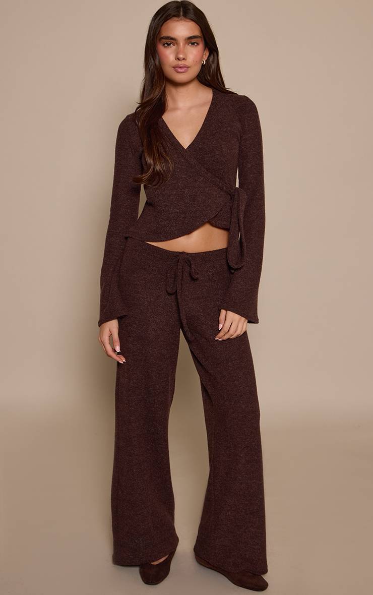 Marron Foncé Pantalon Large Côtelé Chiné