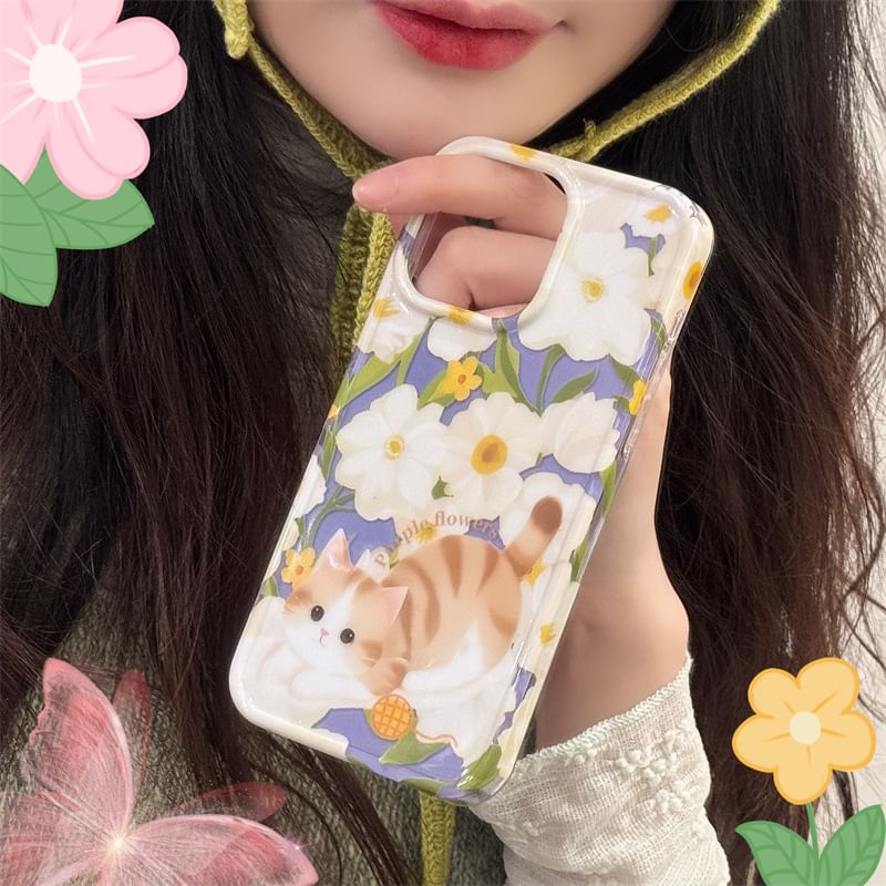 Fonekase - Kattenbloemen telefoonhoesje - Apple iPhone 16 Pro Max / 16 Pro / 16 Plus / 16 / 15 Pro Max / 15 Pro / 15 Plus / 15 / 14 Pro Max / 14 Pro / 14 Plus / 14 / SE / 13 Pro Max / 13 Pro / 13
