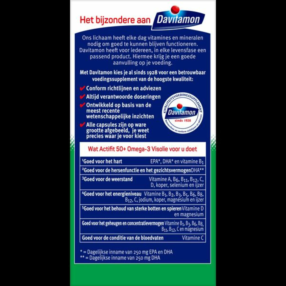 Davitamon Actifit 50+ Omega-3 Visolie150 capsules