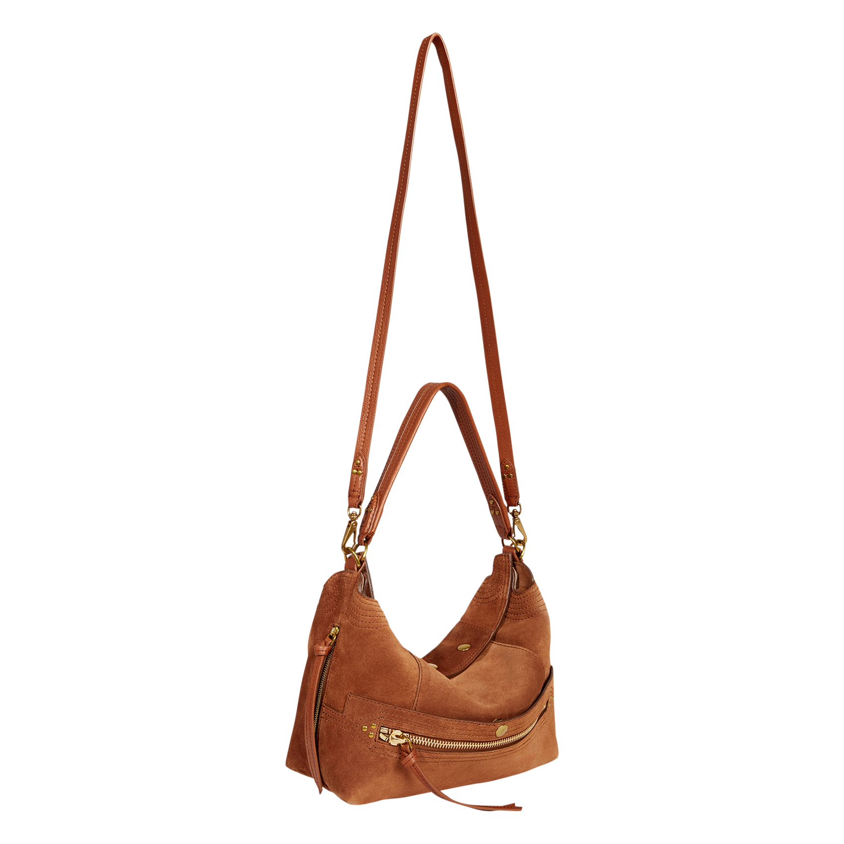 LUCKY - Sac shopping en cuir velours | Marron
