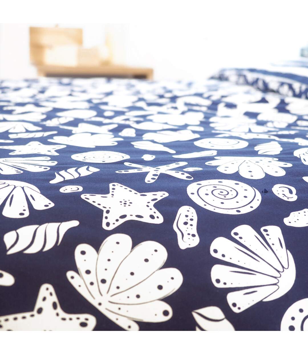 Parure de lit 260x240 cm coton BCI adouci CAPRI Bleu 3 pièces