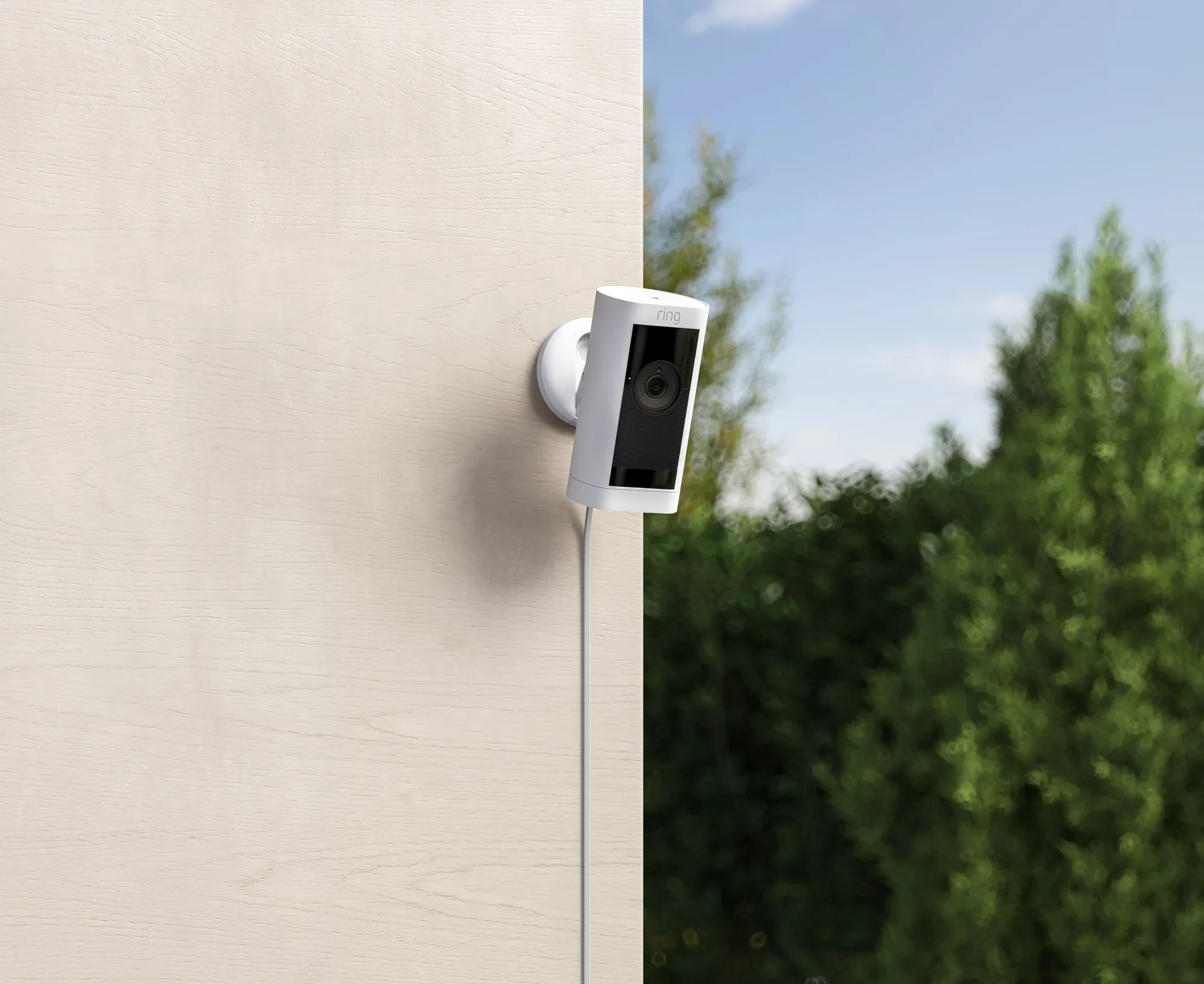 Ring Stick Up Cam Pro Plug-in Blanc Caméra de surveillance