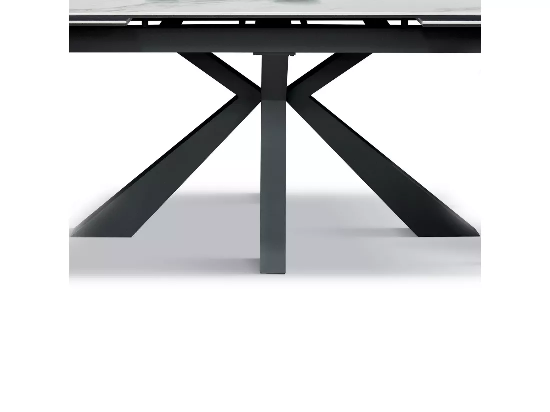 Table en vitrocéramique effet marbre, base anthracite, extensible 160x90 - BEVERLY HILLS