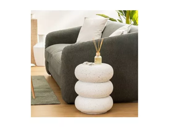 Table à café Table d'appoint Totem en Magnésie effet terrazzo D 35 cm