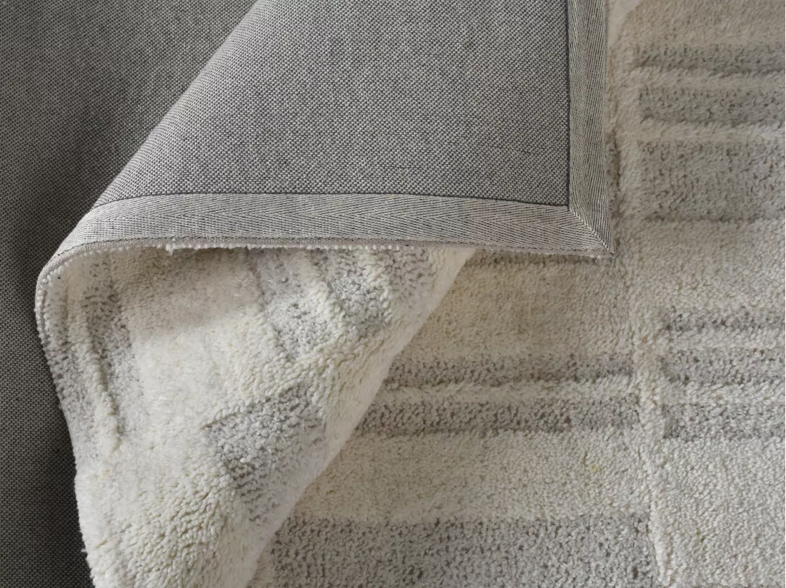 Tapis en relief 100% laine de Nouvelle-Zélande fait à la main - 160 x 230 cm - 2000g/m2 - Ivoire - DALILA