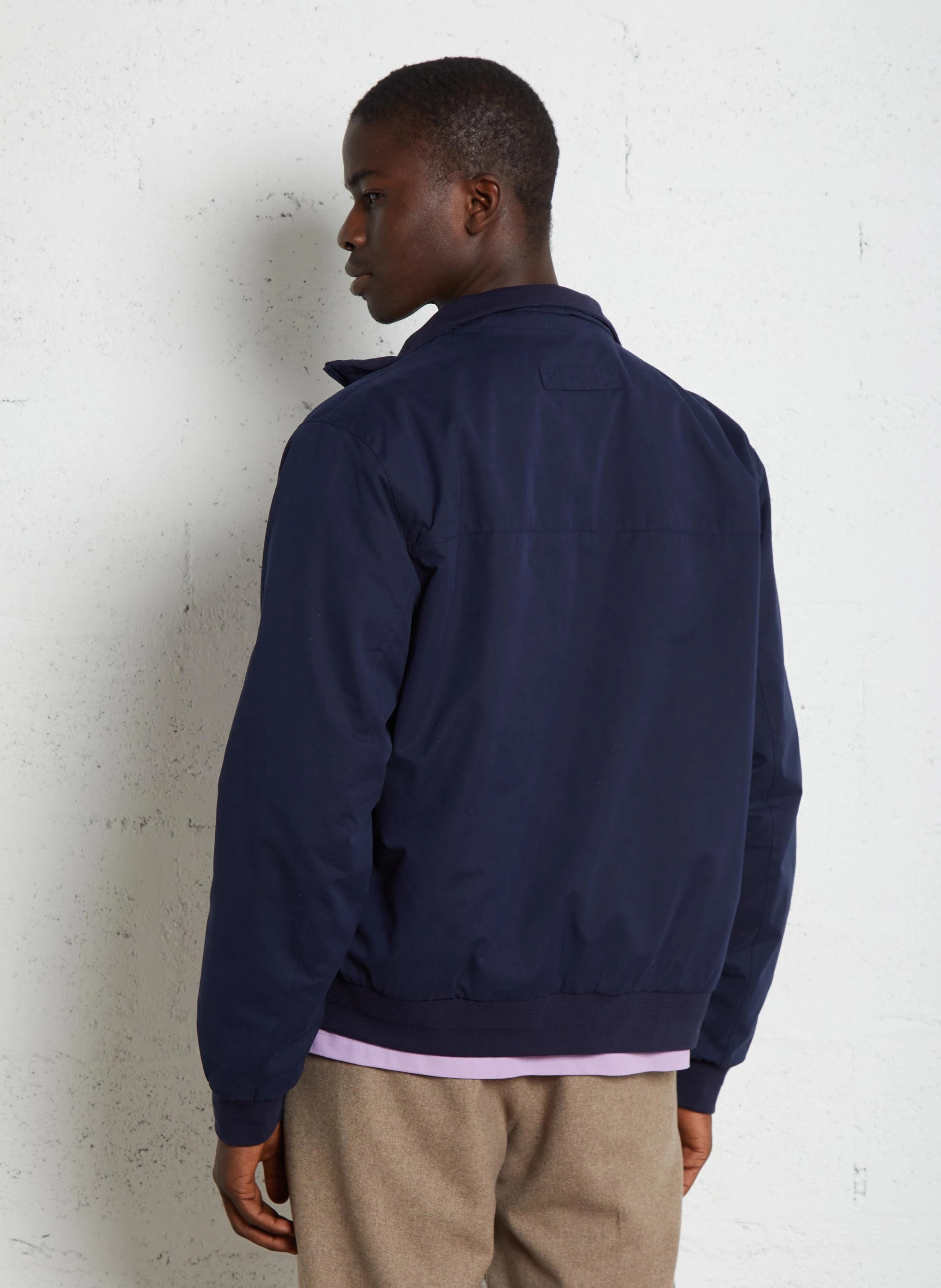 Veste droite à col montant| Bleu