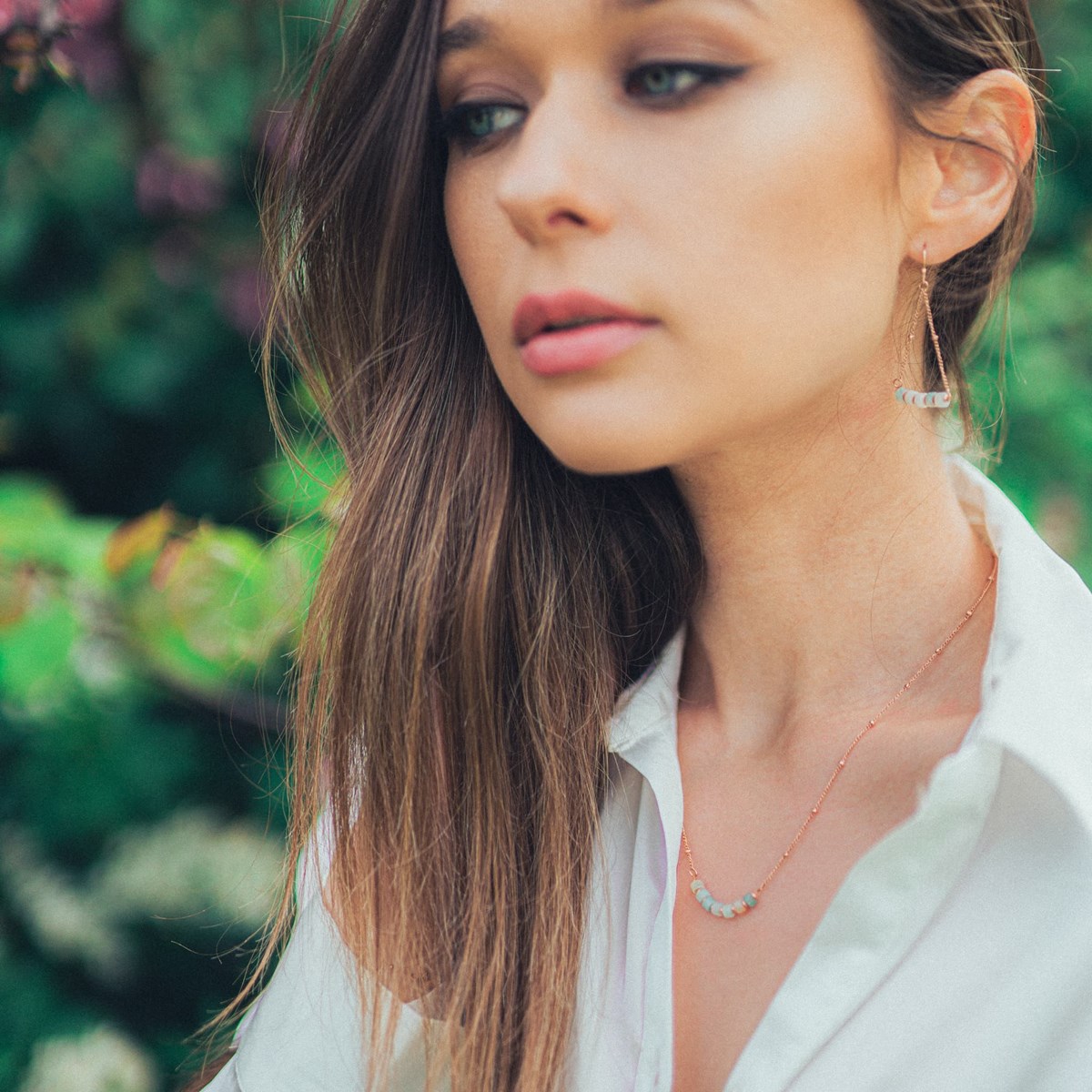 Collier, bracelet et boucles d'oreilles Piana en pierres Amazonite